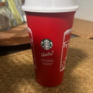 New reusable Starbucks Cheerful Red Tumbler with White Lid